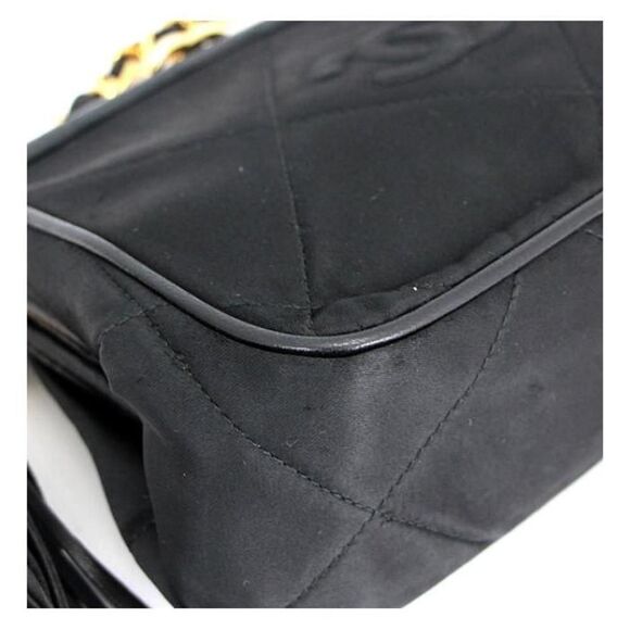 Chanel Fringed Clasp Chain Shoulder Bag Satin Black - Picture 5 of 6